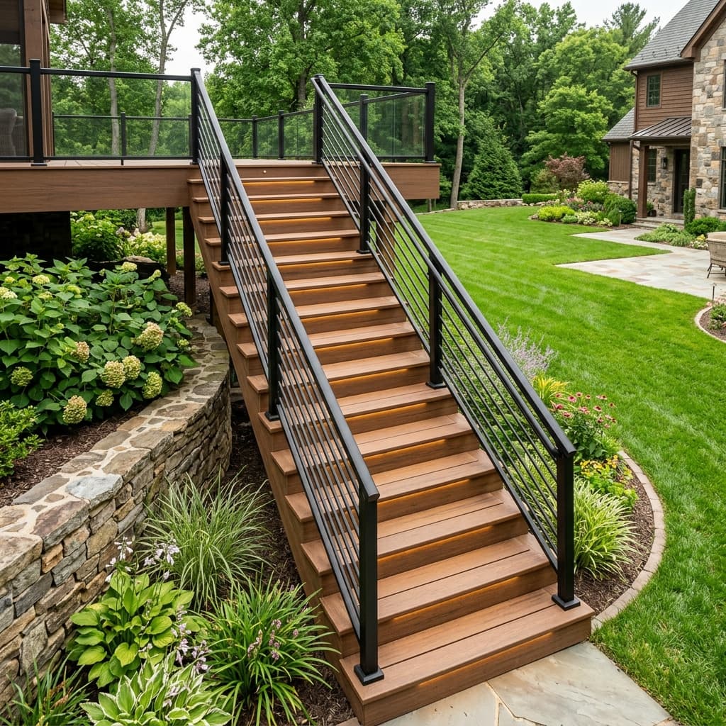Deck Stair Code in Virginia: Rise, Run, Stringers & Handrails Explained
