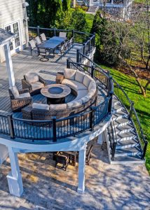 Custom composite decking in Virginia - circular deck design with TimberTech and Fiberon materials